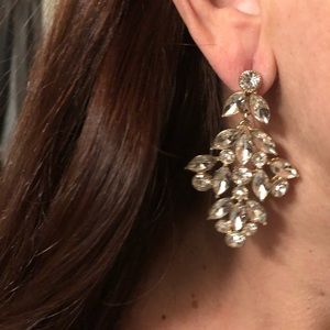 Elegant drop ring stone earrings